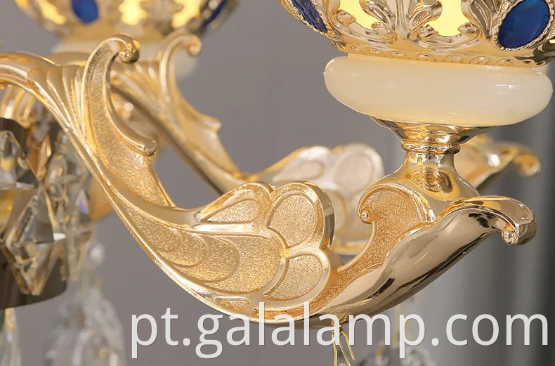 Jade natural de luxo europeu, lustre de cristal, faróis da sala de estar da vila